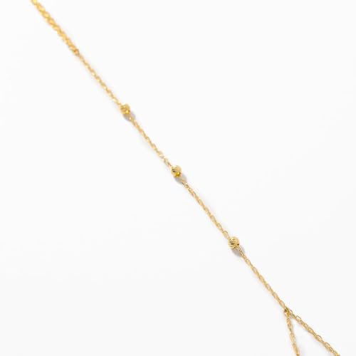 Gelin Dainty Beaded Hand Chain Bracelet for Women in 10K Solid Gold, Adjustable