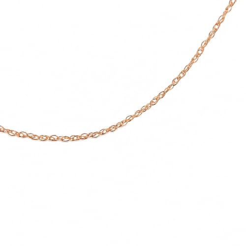 Haus of Brilliance Solid 10K Rose Gold 1/2 mm Slim and Dainty Rope Chain Necklace, Unisex Chain - Size 16" Inches