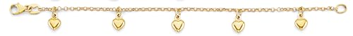 14k Yellow Gold Heart Charm Bracelet - 6"