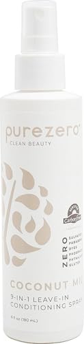 Purezero 9-in-1 Leave-In Conditioner Spray 6 oz – Multi-Action Hair Treatment for Moisture, Detangling, Frizz Control, Heat Protection, and Shine