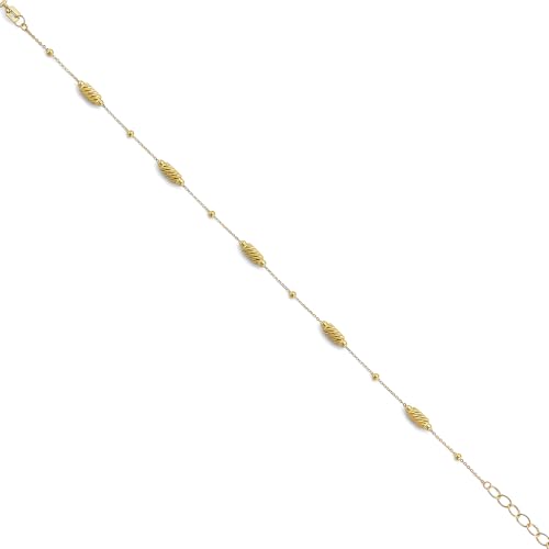 The World Jewelry Center 14k Yellow Gold Long Bead Bracelet - 7+1"