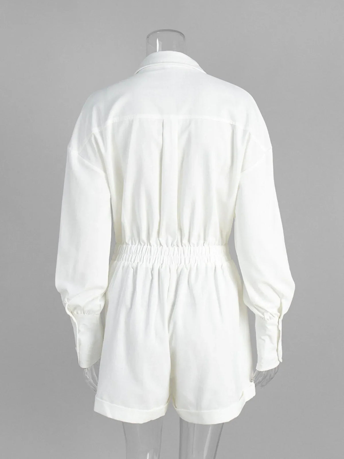 Casual Button Front Long Sleeve Romper