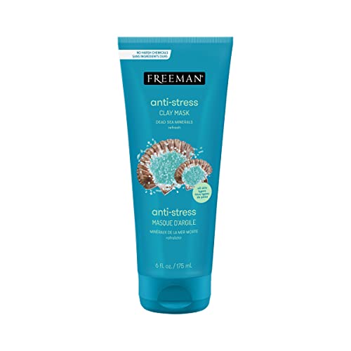 Freeman Anti-Stress Clay Mask, Dead Sea Mineral Face Mask, 6 Fl Oz Tube
