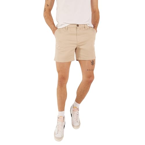 Chubbies Chino Shorts Men 5.5 Inch - Mens Shorts Casual with Elastic Waistband, Side and Back Pockets, Stretch Cotton Blend (Khakinators, Medium)