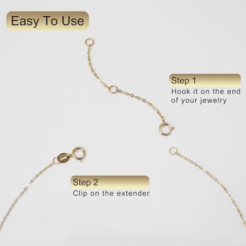 Lulau 14K Solid Gold Necklace Extender for Women 3"(14K Yellow Gold-3 Inch)