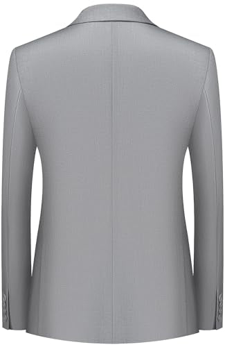 Saruit Men's Suits Slim Fit Tuxedo Suit Set 3 Piece 2-Button Solid Prom Wedding Party Blazer Vest Pants Light Grey