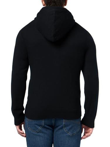 Vince Men's Zip Through Hoodie, Black/Med H Grey, Small