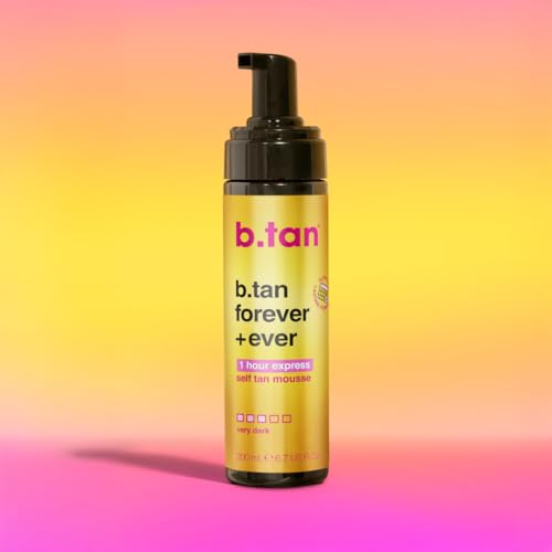 b.tan Ultra Long Lasting Self Tanner Mousse | Forever & Ever - Lasts Up to 11 Days, Fast, 1 Hour Express Sunless Tanning Foam, No Fake Tan Smell, Dark Bronze Glow, Vegan, Cruelty Free, 6.7 Fl Oz
