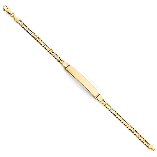 The World Jewelry Center 14k Real Yellow Gold 5mm ID Concave Curb Bracelet with Lobster Claw Clasp - 7.5"