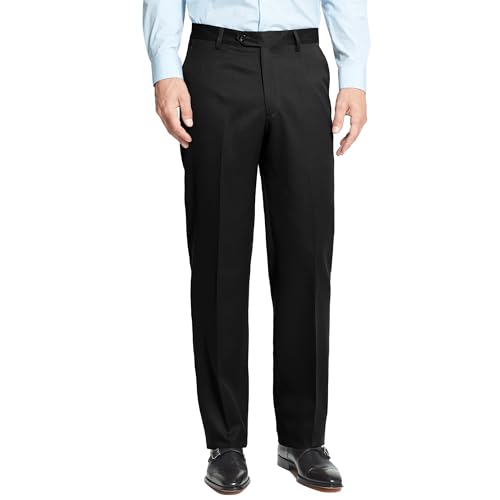 Men's Cozy Hidden Expandable Waist Dress Pants | Premium Stretch Texture Weave Work to Weekend Pant (Black,38W×30L)