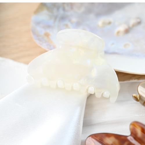 Prettyou Handmade Celluloid Acetate French Design Barrettes Tortoise Shell Claws Hair Claw Luxury Fashion Accessories Hair Clip for Women (jade white)