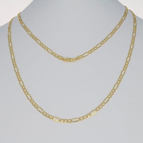 Nuragold 14k Real Yellow Gold Figaro Link 4.5mm Chain Necklace (16"-30") - 22"
