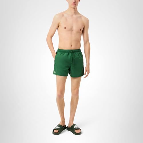 Lacoste Men's Quick-Dry Swim Trunks, Green/Green, Medium
