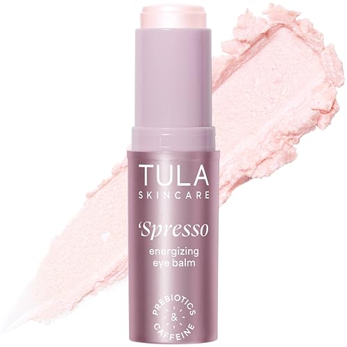 TULA Skin Care Spresso Energizing Eye Balm, Rose Glow - Energizing & Hydrating Caffeine Under Eye Treatment for Dark Circles, Portable and Perfect to Use On-the-go, 0.35 oz.