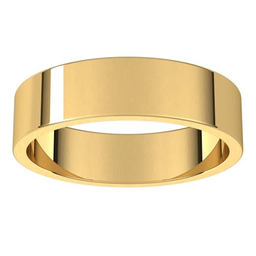 Sonia Jewels Solid 14k Yellow Gold 5mm Flat Wedding Band Ring Mens Heavy Thick Classic Plain Traditional - Size 9.5