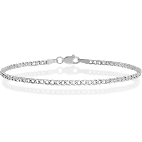 IceCarats 14K White Gold 2.5mm Curb Chain Link Bracelet, 7 inch
