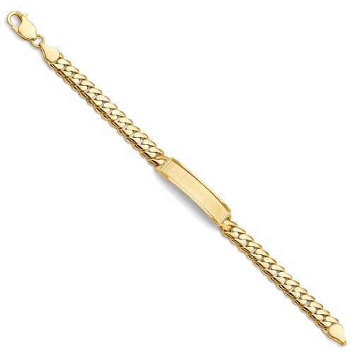 The World Jewelry Center 14k Yellow Gold Cuban Frame ID Bracelet - 7"