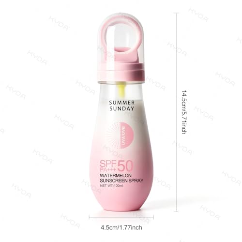 KYDA SPF 50 Watermelon Sunscreen Spray, Travel Size Cooling Body Sunscreen