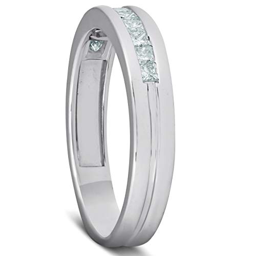 P3 POMPEII3 Pompeii 1/2ct Princess Cut Diamond Mens Wedding Ring 14K White Gold - Size 10