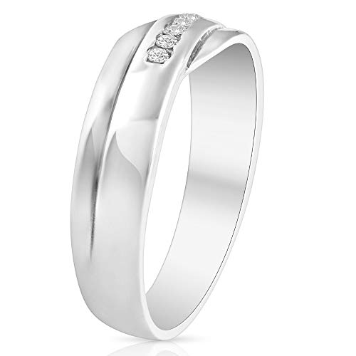 P3 POMPEII3 Pompeii Mens Cut Diamond Wedding Ring 1/6cttw 10K White Gold High Polished Channel Set - Size 11