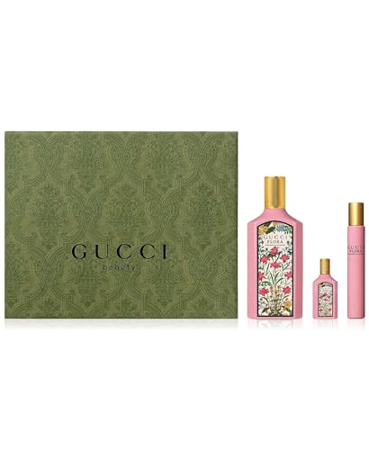Gucci Flora Gorgeous Gardenia 3 Piece Set Eau de Parfum for Women (3.3 fl. oz + 0.33 fl. oz. + 0.17 fl. oz.)