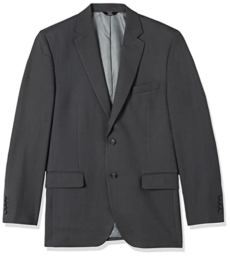Haggar Men's Travel Performance Tailored Fit Suit Separates-Pants, Dk. Heather Grey-Jacket, 46 Tall