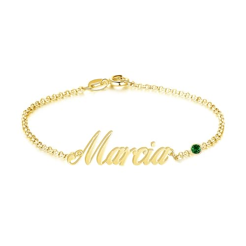 MOLICACI 10K/14K/18K Solid Gold Personalized Name Anklet Bracelet for Women, Real Gold Customized Name Bracelet Anklet Custom Jewelry for Mother's Day, Birthday