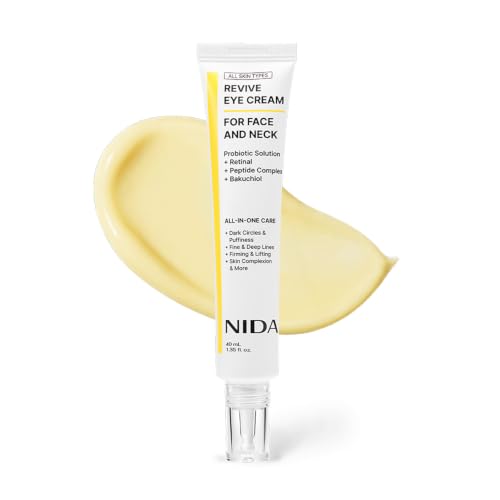 NIDA Revive Eye Cream For Face And Neck | Probiotics Lystate Solution, Retinal, Peptide Complex, Bakuchiol | Wrinkles, Fine Lines, Cell Turnover, Firm Skin Texture, Radiant Skin | 1.35 fl. oz., 40ml