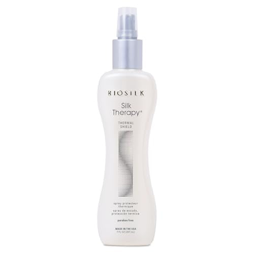 BioSilk Silk Therapy Thermal Shield Protection Spray, Heat Protectant for Hair, Shields Hair from Thermal Damage, Adds Shine & Holds Styles, Sulfate-Free, Paraben-Free, Cruelty-Free, 7 Oz