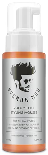 Avenue Man Volume Lift Mousse - 5.07 oz Hair Foam with Argan Oil, Silk Protein & Vitamin E for Strength, Thickness & Control - Hair Mousse for Men for All Hair Types - Alcohol & Paraben Free
