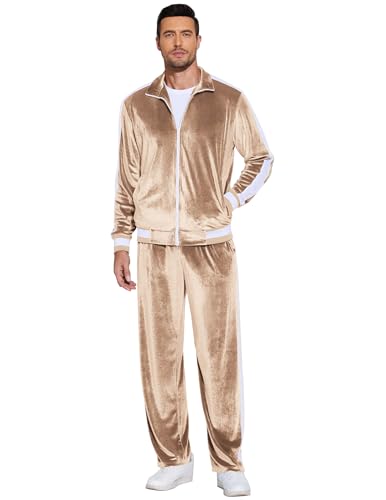 COOFANDY Mens Tracksuit 2 Piece Set Velour Sweatsuit Jogging Suits Full Zip Jacket Pants Outfits