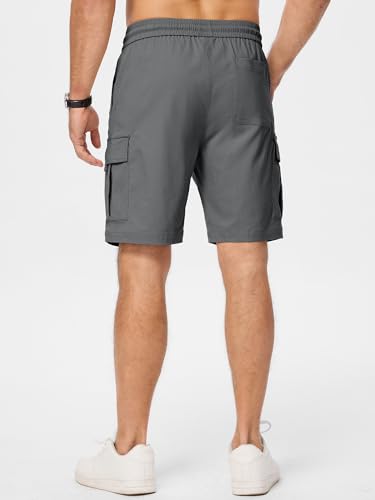JMIERR Mens Classic Gray Cargo Shorts Classic Loose Fit Big & Tall Summer Work Short with 5 Pockets, 3XL