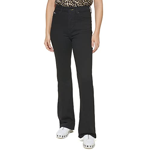 DKNY Women's High Rise Bootcut Jeans, Rinse Black