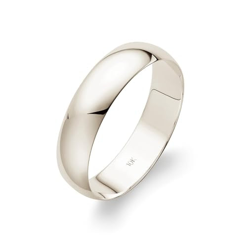 Oxford Ivy Wedding Band Solid 10K White Gold 5mm Plain Ring, Size 10