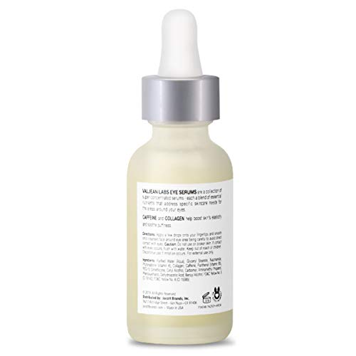 Valjean Labs DePuff Eye Serum | Caffeine + Collagen | Helps to Reduce Under Eye Puffiness and Combat Signs of Aging | Paraben Free (1 oz)