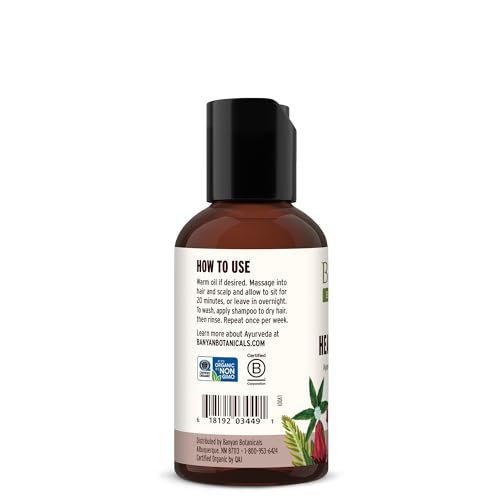 Banyan Botanicals Bhringaraj & Amla Organic Hair Oil - Ayurvedic Scalp & Hair Treatment for Thick, Lustrous Locks - All Hair Types - 2 oz. - Non-GMO, Sustainably Sourced