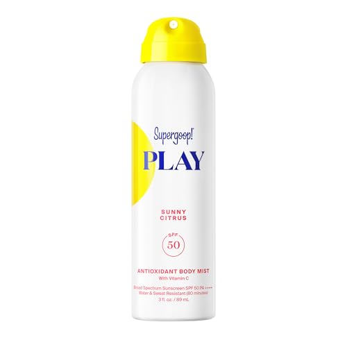 Supergoop! PLAY Antioxidant Body Mist w/Vitamin C - 3 fl oz - SPF 50 PA++++ Broad Spectrum Sunscreen - Body Spray - Great for Active Days - Sunny Citrus