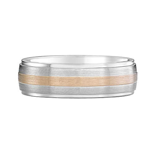 Brilliant Expressions Satin-Finish Cobalt Wedding Band with 14K Yellow Gold Central Channel, 7mm, Size 8