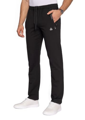 SCR Men's Tall Sweatpants - Made in Turkey Luxury Lounge, Athletic, Travel Sweat Pants for Men - 36 inch Inseam Extra Long - Zipper Pockets, 70% Cotton, Open Bottom, Large, 34Wx36L Big and Tall, Black