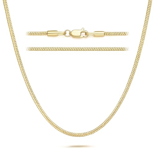 14K Gold Chain for Women Men 1.5/2.0/2.5mm Gold Snake Necklaces for Women