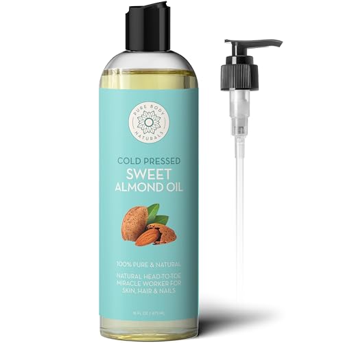 Cold Pressed Sweet Almond Oil, 16 fl oz, Pure Oil for Skin & Hair