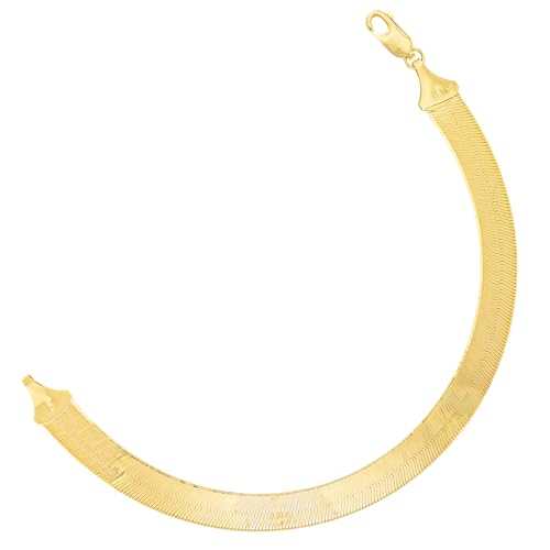 Floreo 10k Yellow Gold 7mm Silky Herringbone Chain Bracelet, 7"