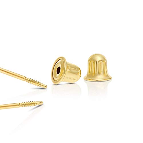 10k Yellow Gold Solitaire Round Cubic Zirconia Stud Earrings in Secure Screw-backs (4mm)……