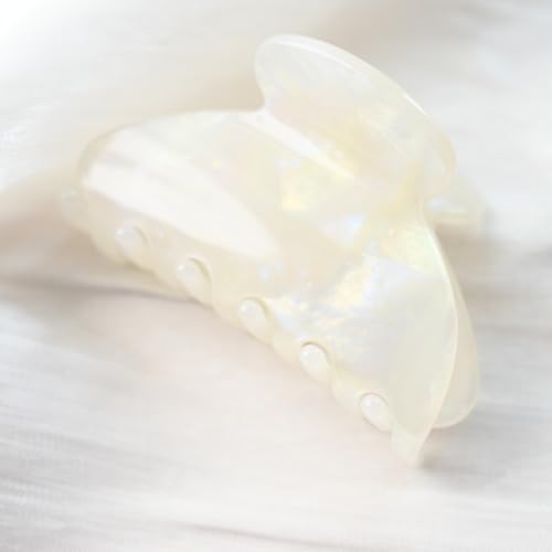 Prettyou Handmade Celluloid Acetate French Design Barrettes Tortoise Shell Claws Hair Claw Luxury Fashion Accessories Hair Clip for Women (jade white)