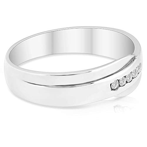 P3 POMPEII3 Pompeii Mens Cut Diamond Wedding Ring 1/6cttw 10K White Gold High Polished Channel Set - Size 11
