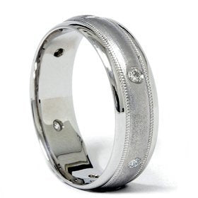 P3 POMPEII3 Pompeii Mens Diamond Brushed Wedding Ring Band 14K White Gold - Size 11.5
