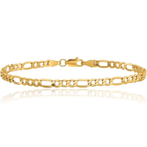 IceCarats 14K Yellow Gold 3.5mm Figaro Chain Link Bracelet, 7 inch