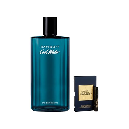 Davidoff Cool Water Eau de Toilette – Aromatic Men's Cologne – With Notes of Coriander, Mint, Lavender & Amber 6.7 fl oz + Cool Elixir VOC Sample