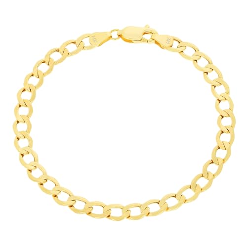 Nuragold 14k Yellow Gold 5.5mm Cuban Curb Link Chain Bracelet, Mens Womens Jewelry 7" 7.5" 8" 8.5" 9"