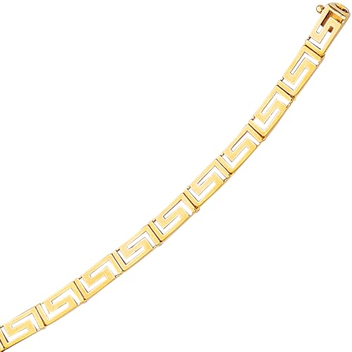 Floreo 14k Yellow Gold 5.5mm Greek Key Link Bracelet, 7.25 Inch
